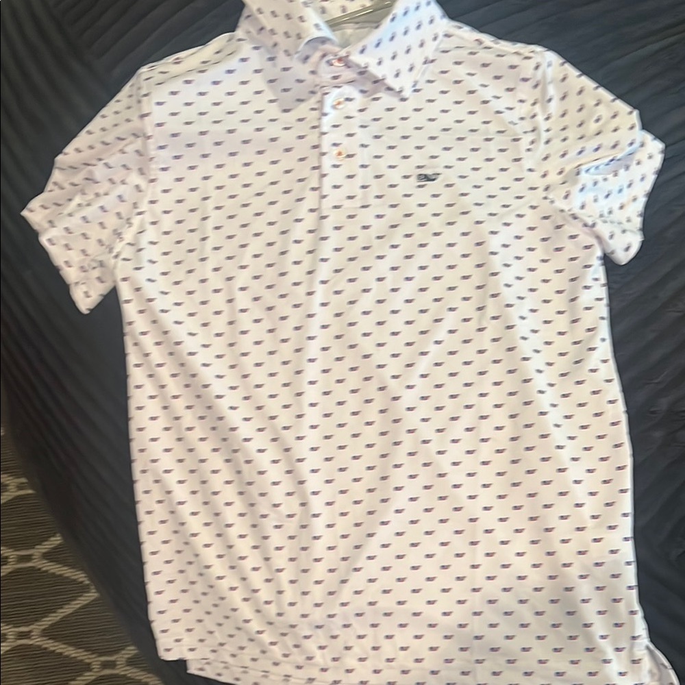 Vineyard Vines White and Purple Polo Shirt
